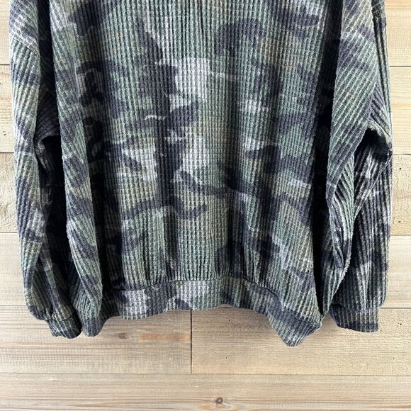 Jodifl Womens Shirt Long Sleeve 1/4 Zip Pullover Waffle Camo Size Small - Picture 3 of 9